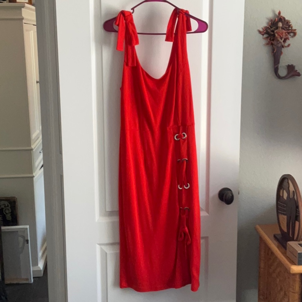 VENUS Red Backless Sundress Scoop Neck Cocktail
